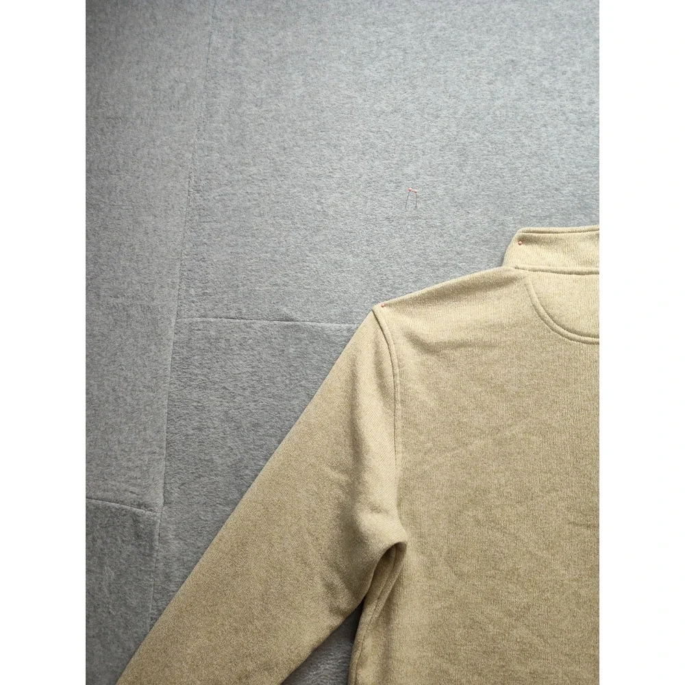 IZOD Men‎ Sweater L Tan Heather Therma Soft Fleece 1/4 Zip High Neck Pullover